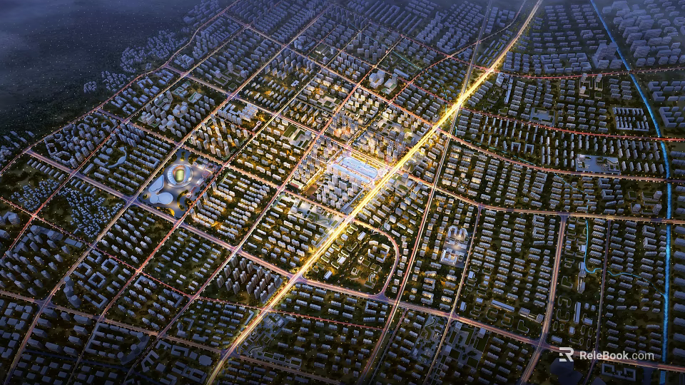 Urban Aerial Planning With Detailed Layout Road Network And Residential Zones 3d model 