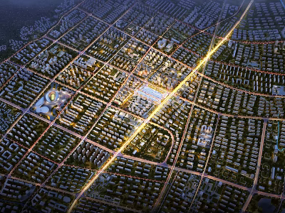 Urban Aerial Planning With Detailed Layout Road Network And Residential Zones 3d model