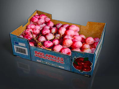 Fresh Juicy Red Apples in Cardboard Box from Washington with Brand Label and Design 3d model