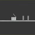 Mechanical Metal Components 3D Model on Gray Platform With Holes and Curved Structure