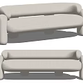 Modern Beige Fabric Multi seat Sofa With Rounded Arms And Sturdy Legs