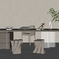 Modern desk chair desk chair combination 3d model