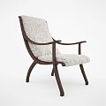 Modern Lounge Chair With Fabric Upholstery And Curved Wooden Frame Design
