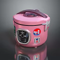 Pink Rice Cooker With Round Design Handle Control Panel And Brand Stickers