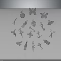 Silver Fashion Accessories With Various Shapes Including Butterflies Keys Anchors And Reflections