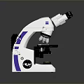 Professional White Microscope Featuring Binocular Head Purple Accents and LED Illumination
