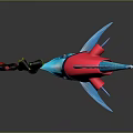 Vibrant Blue Fish Character In Red Clothing With Colorful Shoes On Dark Surface