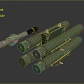 Military Weapon Featuring Missile With Gray Body And Four Green Launch Tubes