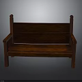 Classic Dark Wood Furniture Bench With Backrest Armrests And Sturdy Structure