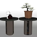 Modern Round Table Side Table Coffee Table Side Table Round Table Plant Vase Ornaments Flower Pot Coffee Table Round Side Table 3d model
