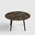 Elegant Round Marble Dining Table With Dark Patterned Top And Black Legs 3d model