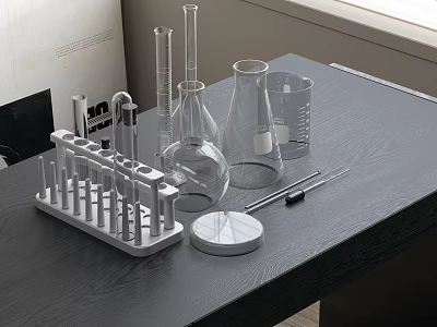 Medical Laboratory Glassware Set With Test Tube Racks Test Tubes Beakers And Graduated Cylinders 3d model