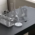 Medical Laboratory Glassware Set With Test Tube Racks Test Tubes Beakers And Graduated Cylinders