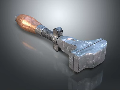 Professional Hardware Tool Hammer With Copper Handle And Metal Head 3d model