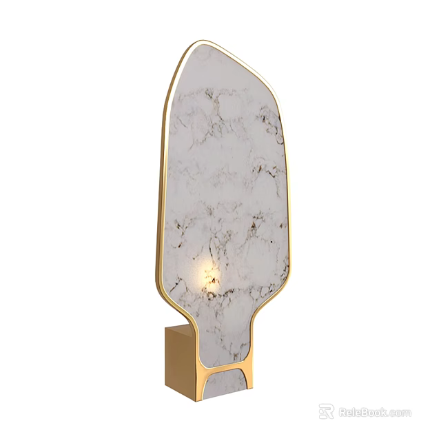 Elegant Modern Table Lamp With Marble Texture And Gold Frame Design 3d model