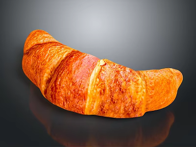 Golden Flaky Croissant With Buttery Layers And Freshly Baked Texture 3d model