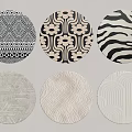 Round Rugs with Various Patterns in Black White and Neutral Tones 3d model