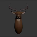 Realistic Deer Head Mount With Large Antlers And Detailed Facial Features