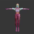 Game Movie Character With Blonde Hair White Top Yellow Corset Dark Skirt And Star Decorations