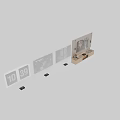 Modern TV Wall Interior With Projection Screen Fireplace Wooden Stand And Decorative Items