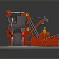 Industrial Crushing Machine Red Gray Structure With Conveyor Belt Roller And Yellow Components