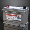Gray Car Battery With Red Black Caps And Side Warning Labels Icons