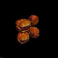 Four Delicious Hamburgers With Sesame Buns Onions Beef Patties And Cheese Slices