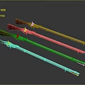 Antique Rifles With Wooden Stocks And Silver Metal Barrels Displayed On Black Background