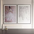 Ballet Dancer And Feather Art Paintings For Modern Interior Wall Decor