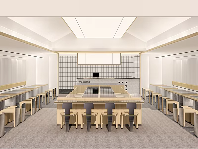 Modern Wooden Dining Table Set With Matching Chairs In Spacious Dining Area 3d model