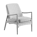 Modern Leather Single Chair with Dark Wood Armrests and Comfortable Cushion