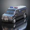 Police Van With Blue Emergency Lights And Front Grille Design For Law Enforcement