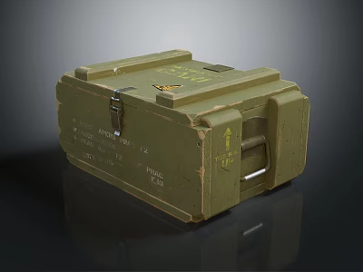 Vintage Green Military Storage Box With Metal Latches And Text Markings 3d model