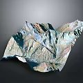 Modern 3D Topographic Terrain Model With Colorful Surface Texture Design 3d model
