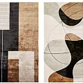 Square Area Rugs with Modern Abstract Geometric Textured Patterns in Neutral Tones 3d model
