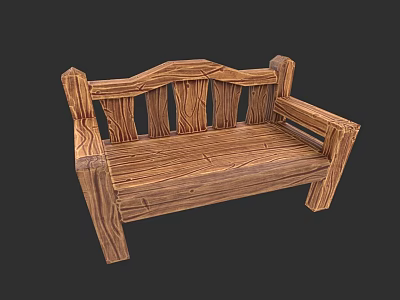 Wooden Public Bench With Classic Design Ergonomic Backrest And Sturdy Armrests 3d model