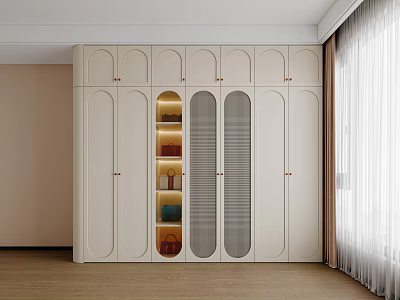 Cream Wardrobe Modern Wardrobe Finished Wardrobe Bedroom Wardrobe Master Bedroom Wardrobe Glass Wardrobe 3d model