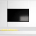 Modern TV Wall Design With White Marble Storage Cabinets And Decorative Elements 3d model