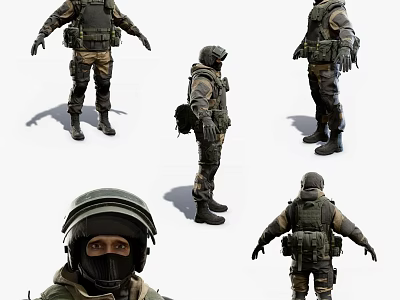 Modern man special forces figure 3d model