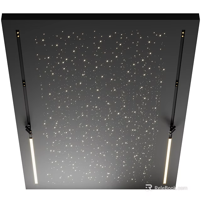 Starry Night Ceiling Design With Small LED Lights And Side Strip Lights 3d model 