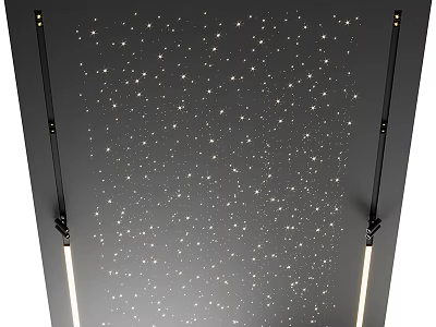 Starry Night Ceiling Design With Small LED Lights And Side Strip Lights 3d model