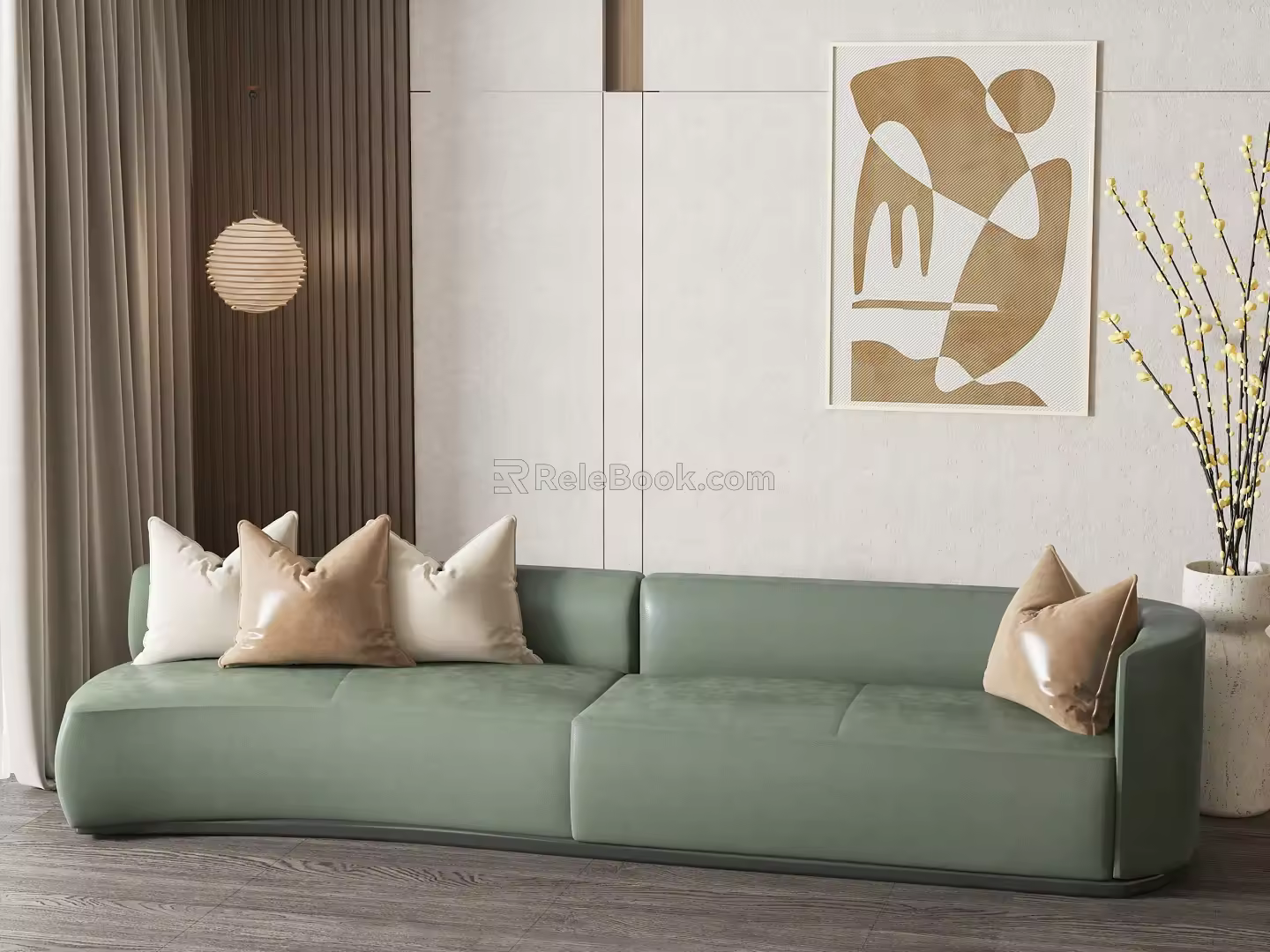 Modern double sofa multiplayer sofa 3d model