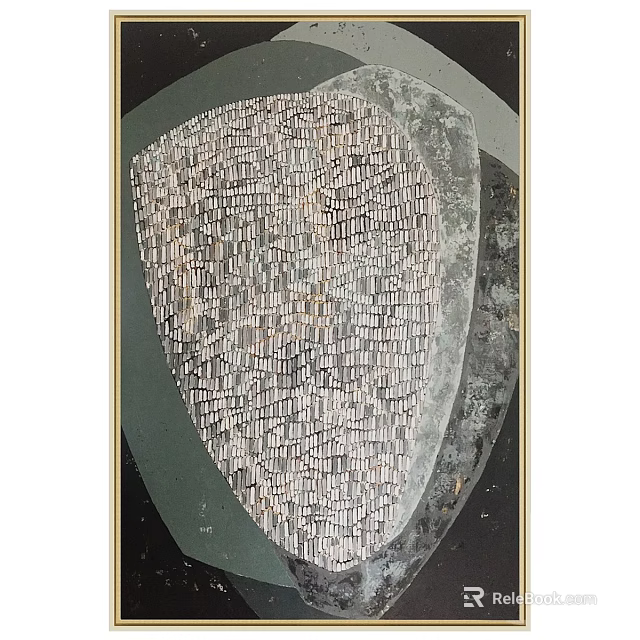 Abstract Painting With Intricate Linear Patterns And Muted Gray White Tones 3d model