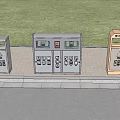 Public Recycling Bins With Sorting Labels And Color Coding In Park Green Area 3d model