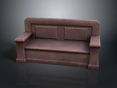 Brown Textured Sofa With Simple Design Armrests And Backrest Details 3d model