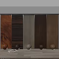 Stylish Wall Panels with Various Wooden Textures and Colors and Decorative Spheres in Sample