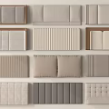 Modern Fabric Padded Bed Headboards Tufted Paneled Striped Neutral Beige Gray Designs