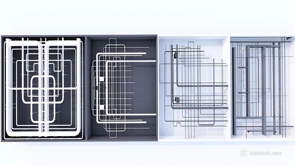 Pipeline Design Schematic Layouts In Various Frames With Different Structures 3d model