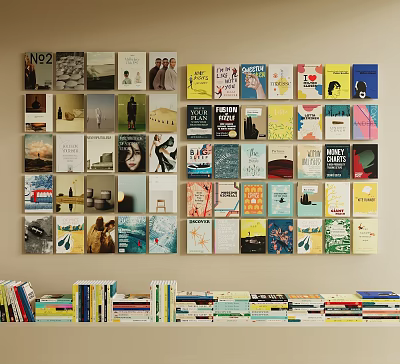 Colorful Books And Magazines Display Various Covers Stacked On Home Library Wall 3d model