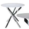 Modern Side Table With White Round Top And Cross Metal Legs In Various Colors